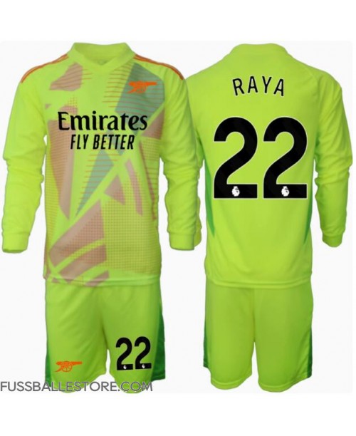 Günstige Arsenal David Raya #22 Torwart Heimtrikotsatz Kinder 2024-25 Langarm (+ Kurze Hosen)